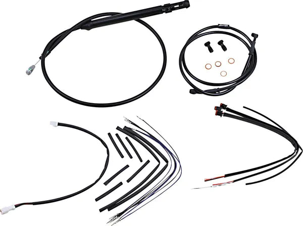 Harley Davidson FX [MARCA BURLY] - Juego completo de cables/líneas de manillar de vinilo negro para Ape Hanger