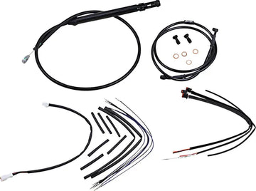 Harley Davidson FX [MARCA BURLY] - Juego completo de cables/líneas de manillar de vinilo negro para Ape Hanger