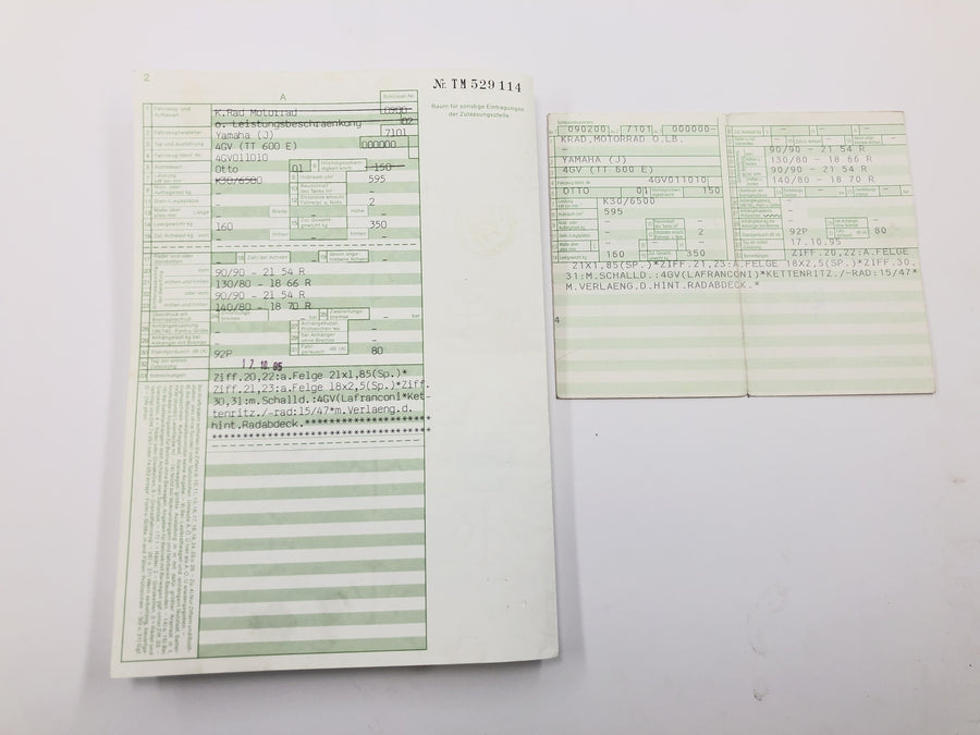 Yamaha TT 600 E 4GV [1995] - Bastidor principal con papeles