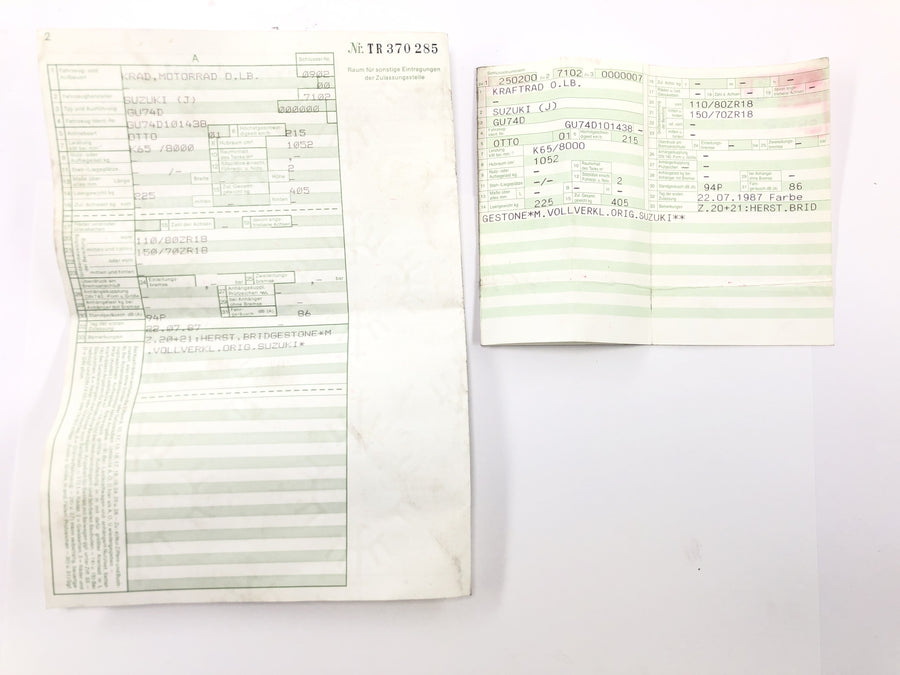 Suzuki GSX R 1100 GU74D [1987] - Bastidor principal con papeles
