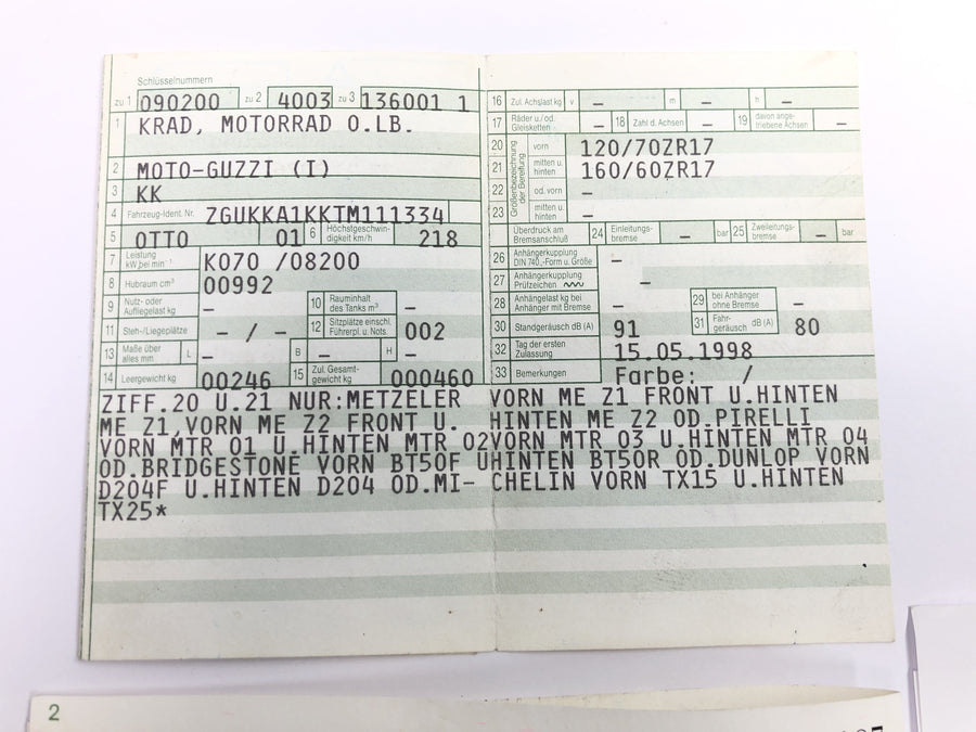 Moto Guzzi V10 Centauro [1998] - Chasis con papeles marco principal