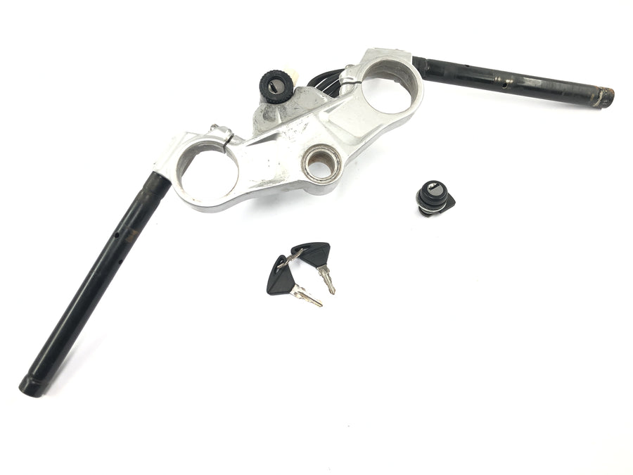 Aprilia RS 125 TW [2017] - puente de horquilla superior con cerradura de encendido del manubrio y cerradura de asiento