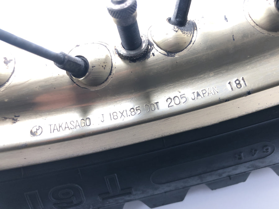 Yamaha XT 500 1U6 [1981] - Llanta trasera rueda de radios dorados 1,85 x 18" con freno de tambor