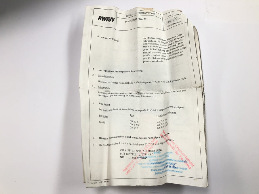 Suzuki GSX R 1100 GU74C [1987] - Panel trasero joroba asiento DIMO parachoques trasero trasero