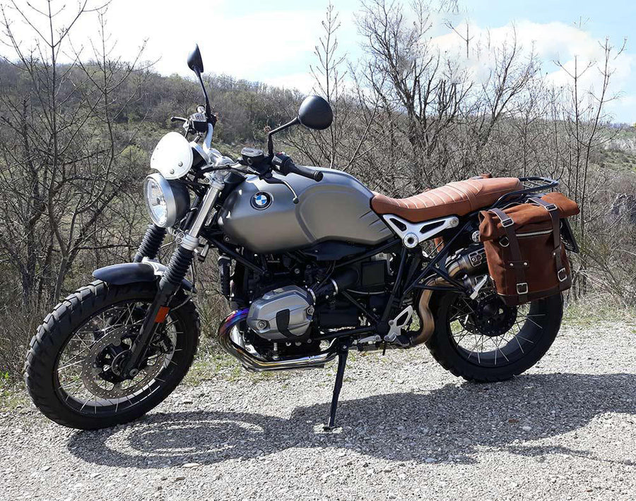 BMW R nineT 1200 Racer [2017-2020] - Zwei Seitentaschen aus Leder + Doppelrahmen