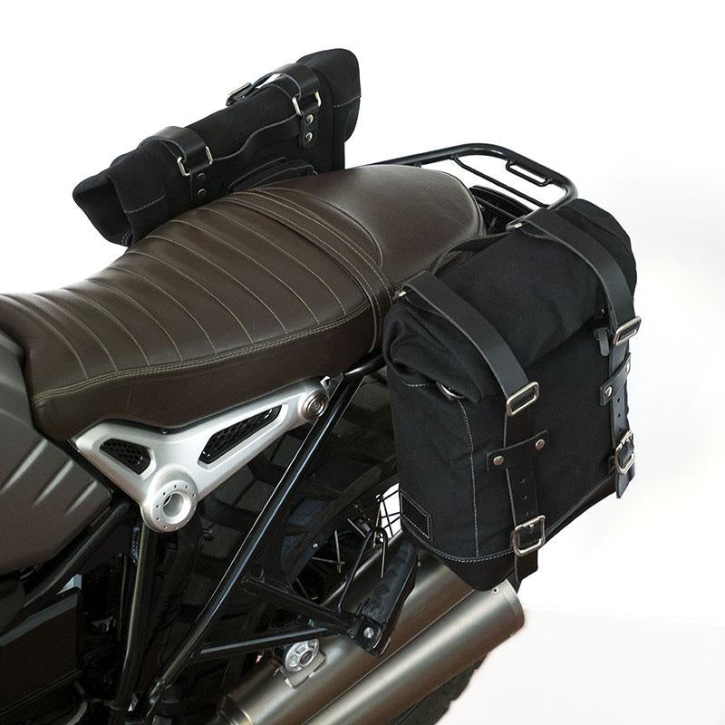 BMW R nineT 1200 Roadster [2014-2023] - Zwei Seitentaschen Scram aus Spaltleder 22L-30L + doppelter symmetrischer -Rahmen