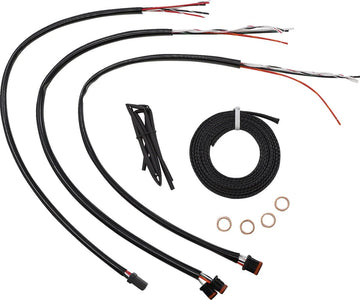 harley davidson flfb [LA CHOPPERS] - Kit completo de cable de manillar/línea de freno trenzado Midnight - 0