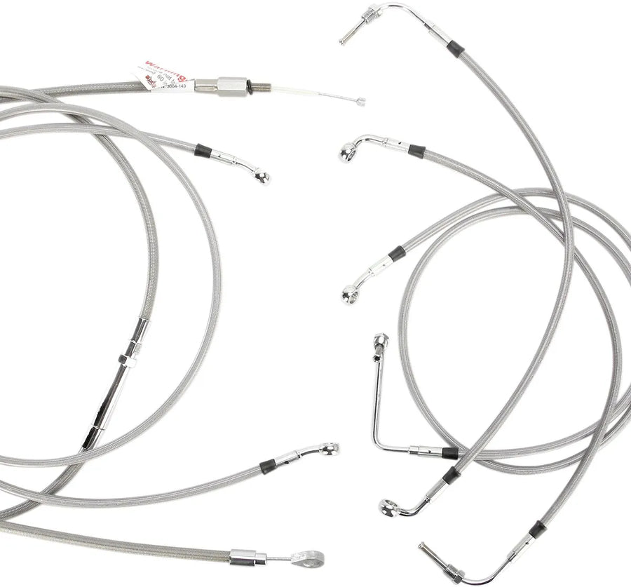 harley davidson flhtc [MARCA BURLY] - Kit completo de cable de manillar/línea de freno de acero inoxidable
