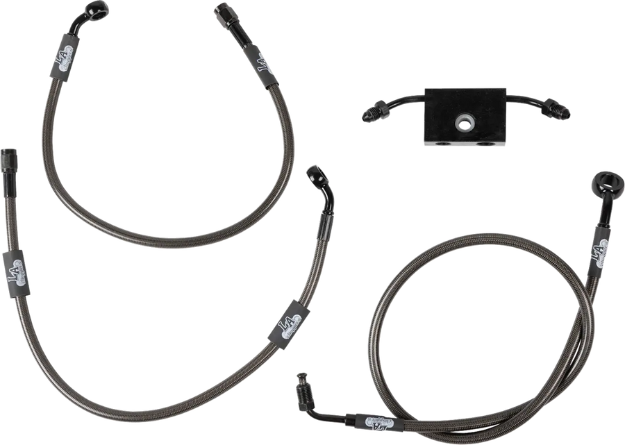 harley davidson flfb [LA CHOPPERS] – Kit de línea de freno trenzada medianoche