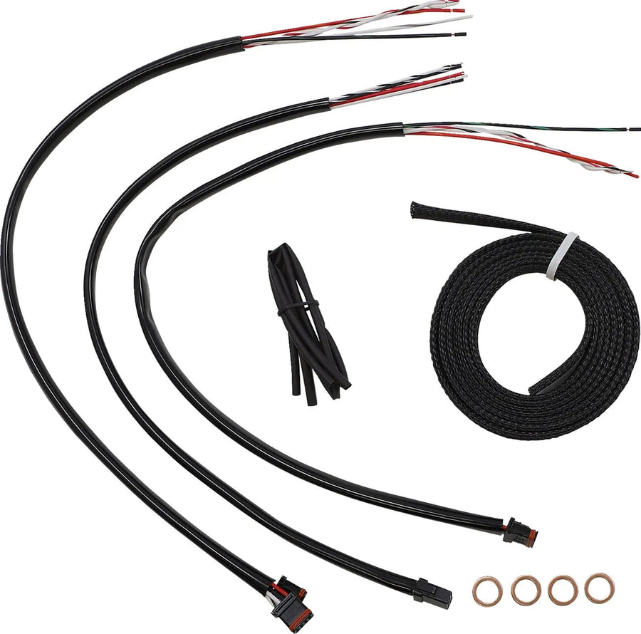 harley davidson flfb [LA CHOPPERS] - Kit completo de cable de manillar/línea de freno trenzado de vinilo negro