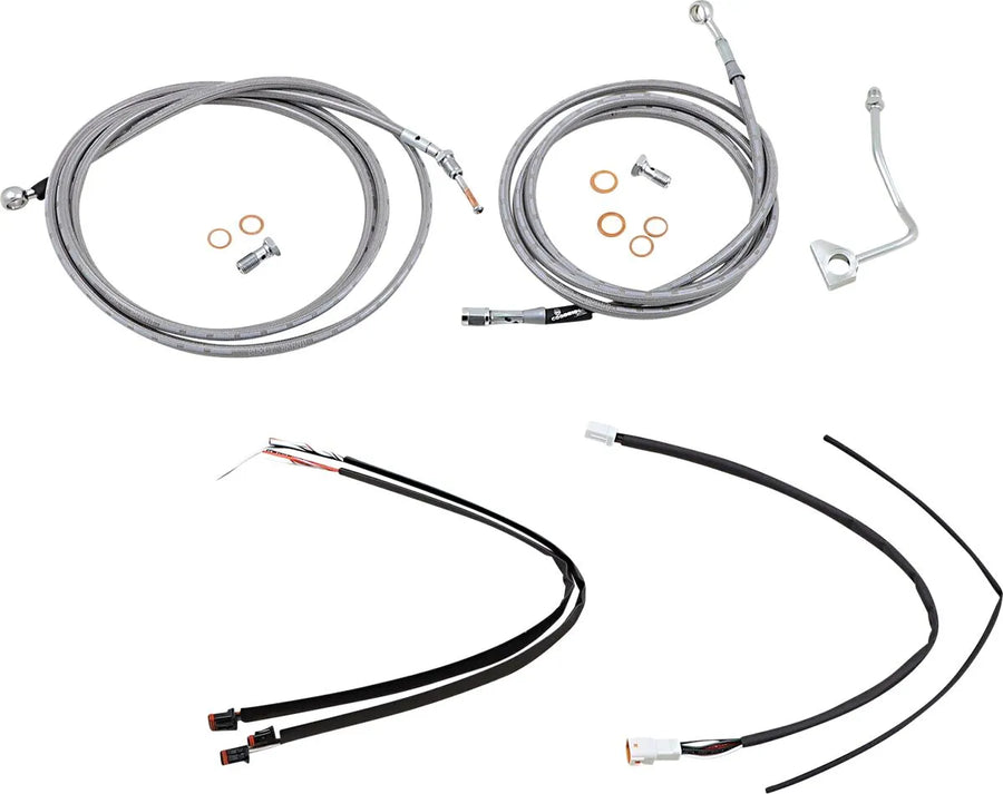 harley davidson flhrxs [MARCA BURLY] - Kit completo de cable de manillar/línea de freno de acero inoxidable