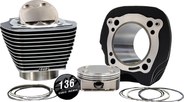 Harley-Davidson FLHTCUTG 1868 Tri Glide Ultra 114 [2025] - 132" Hochverdichtungs- / 136" Big Bore Kit – Oberfläche: Schwarz, Hervorgehobene Lamellen – Merkmal: +8,5 cm³ Kuppelvolumen – Bild 1