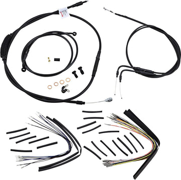 harley davidson fxst [MARCA BURLY] - Kit completo de cable/línea de manillar de vinilo negro para Ape Hangers - 0