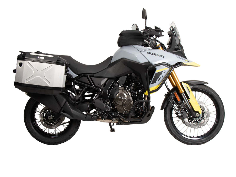 Suzuki V-Strom 800 DE [2023-2026] - Kofferträgerset Cutout schwarz inkl. Xplorer Cutout silber Kofferset