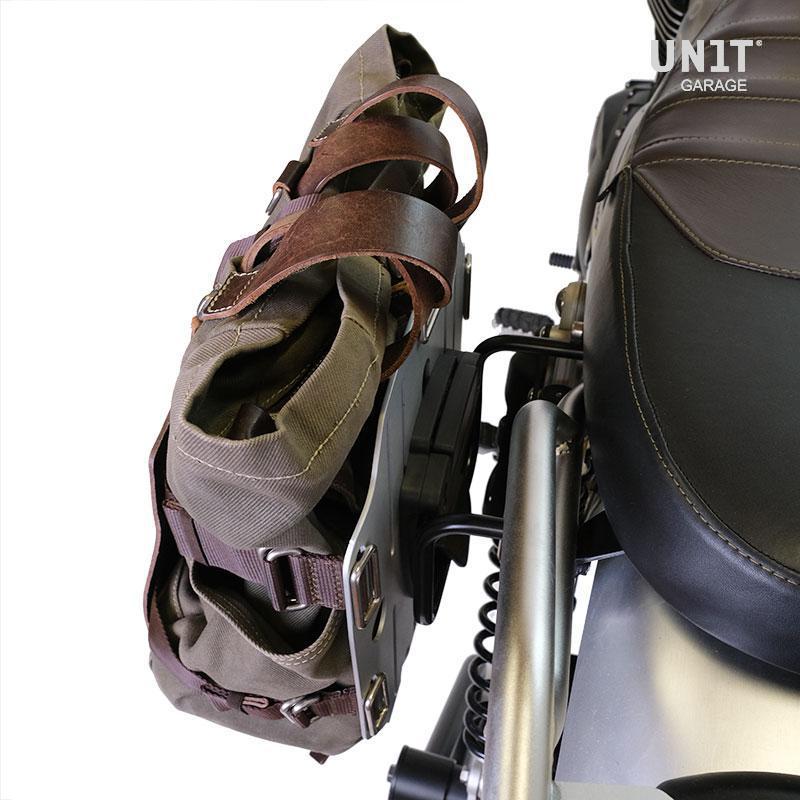 BMW R 1150 GS [1999-2004] - Aluminium-Taschenhalter mit Lederfront, Schnellkupplung + linkem Rahmen