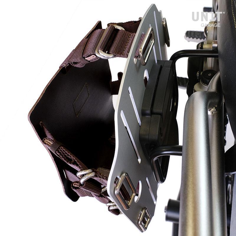 BMW R nineT 1200 Racer [2017-2020] - Aluminium-Taschenhalter mit verstellbarer Lederfront, Schnellkupplung und Rahmen