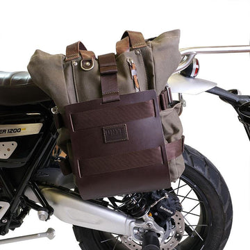 BMW R 1300 GS [2024–2026] - Aluminium-Taschenhalter mit verstellbarer Lederfront und Schnellkupplung + Rahmen links