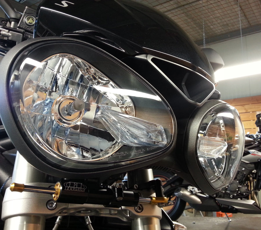 Triumph STREET TRIPLE 765, STREET TRIPLE R +2 [HYPERPRO] - Kit de montaje de amortiguador de dirección, negro (MK-TR07-B001-B)