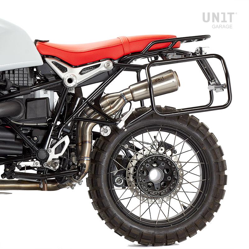 BMW R nineT 1200 Racer [2017-2020] - Paar Cult-Seitentaschen aus Spaltleder 40L - 50L + Aluminiumplatte + Atlas Aluminium Taschenrahmen