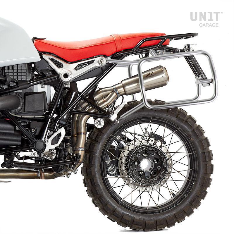 BMW R nineT 1200 Racer [2017-2020] - Paar Cult-Seitentaschen aus Spaltleder 40L - 50L + Aluminiumplatte + Atlas Aluminium Taschenrahmen