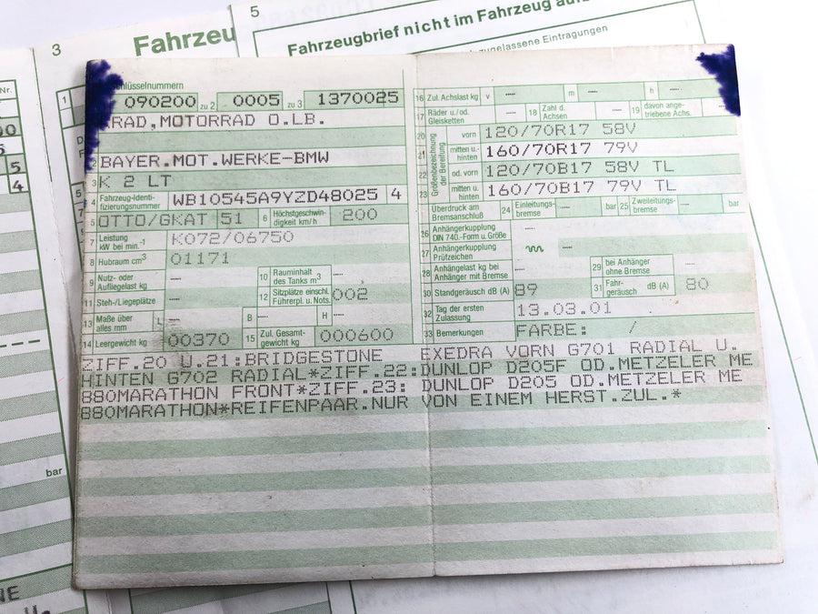 BMW K 1200 LT [2002] - Marco con papeles