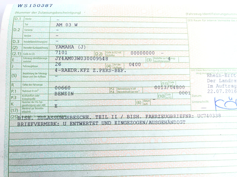 Yamaha Grizzly 660 AM03W [2003] - Marco con papeles